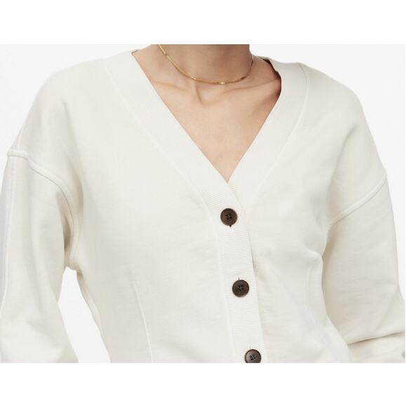 Madewell Waisted Cardigan Sweatshirt WMNS L Off White Button Up V-neck NU853 LS - Picture 4 of 14